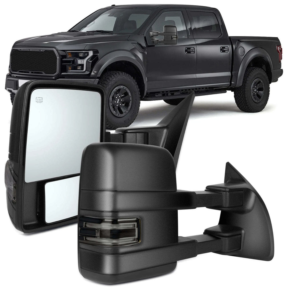 Power Heated Towing Mirrors with Puddle Light & Turn Signal for Ford F-150 (2004–2014)