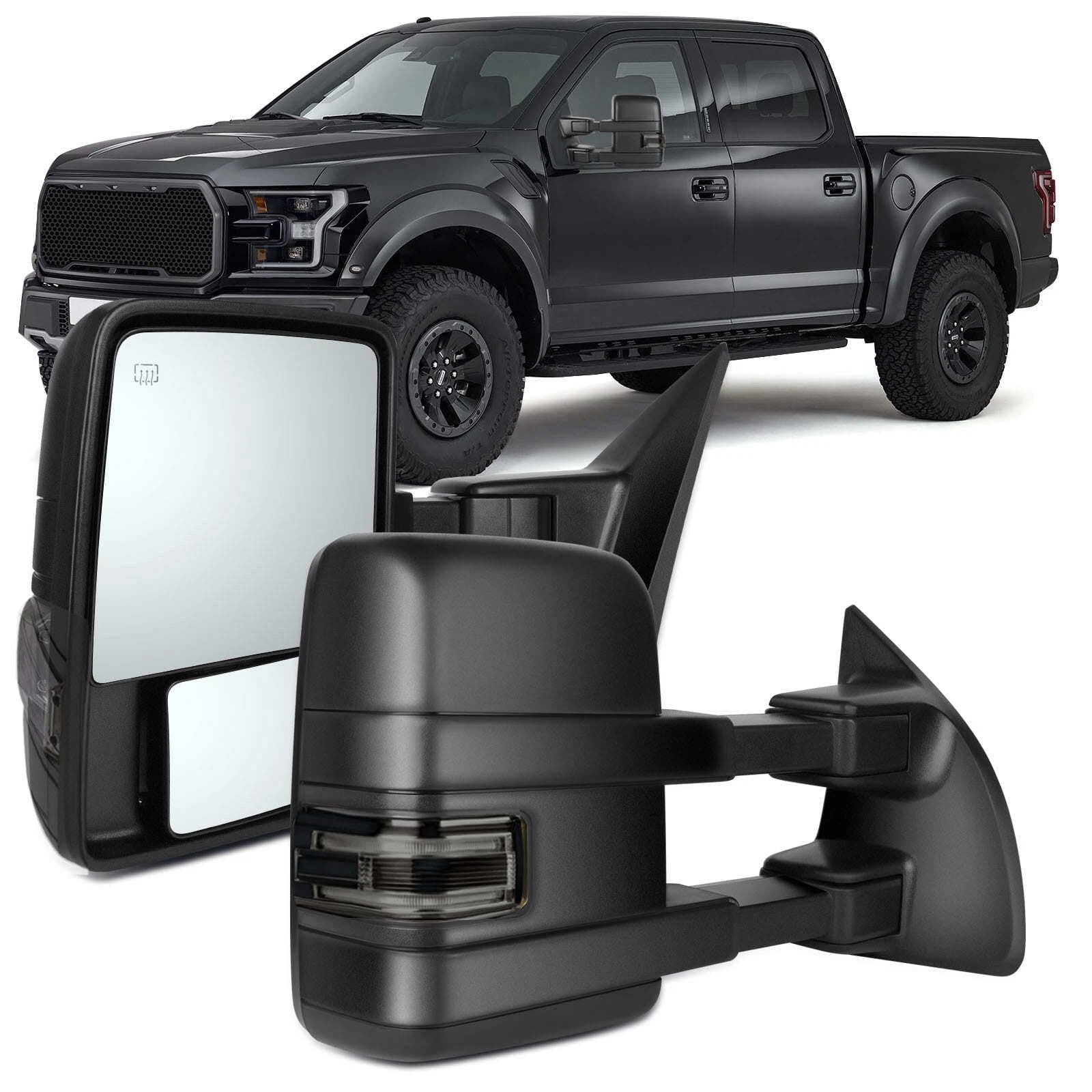 Power Heated Towing Mirrors with Puddle Light & Turn Signal for Ford F-150 (2004–2014)