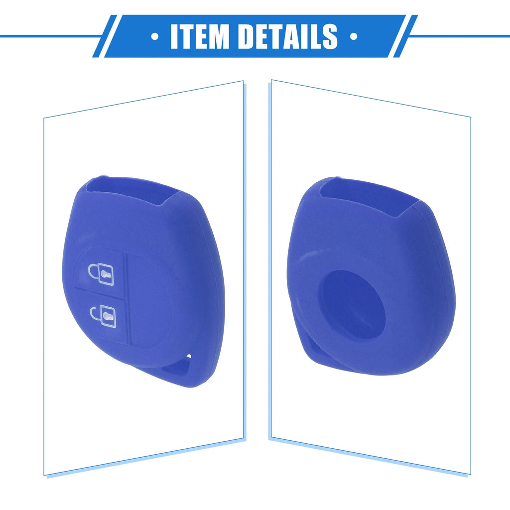 2X Car Remote Key Fob Case Protector for Suzuki (2 Button, Silicone, Dark Blue)