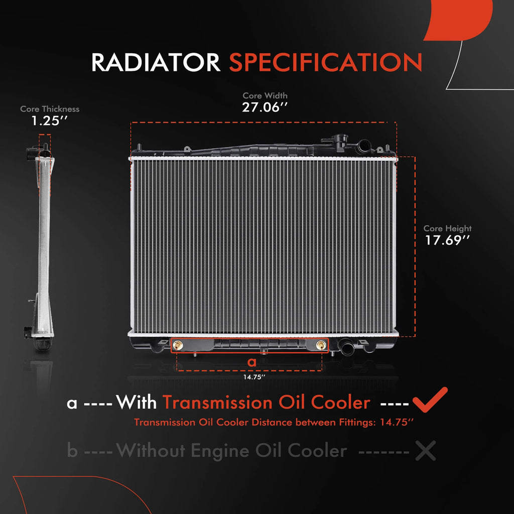 Radiator with Trans Oil Cooler for Nissan Frontier Xterra (2001–2004)
