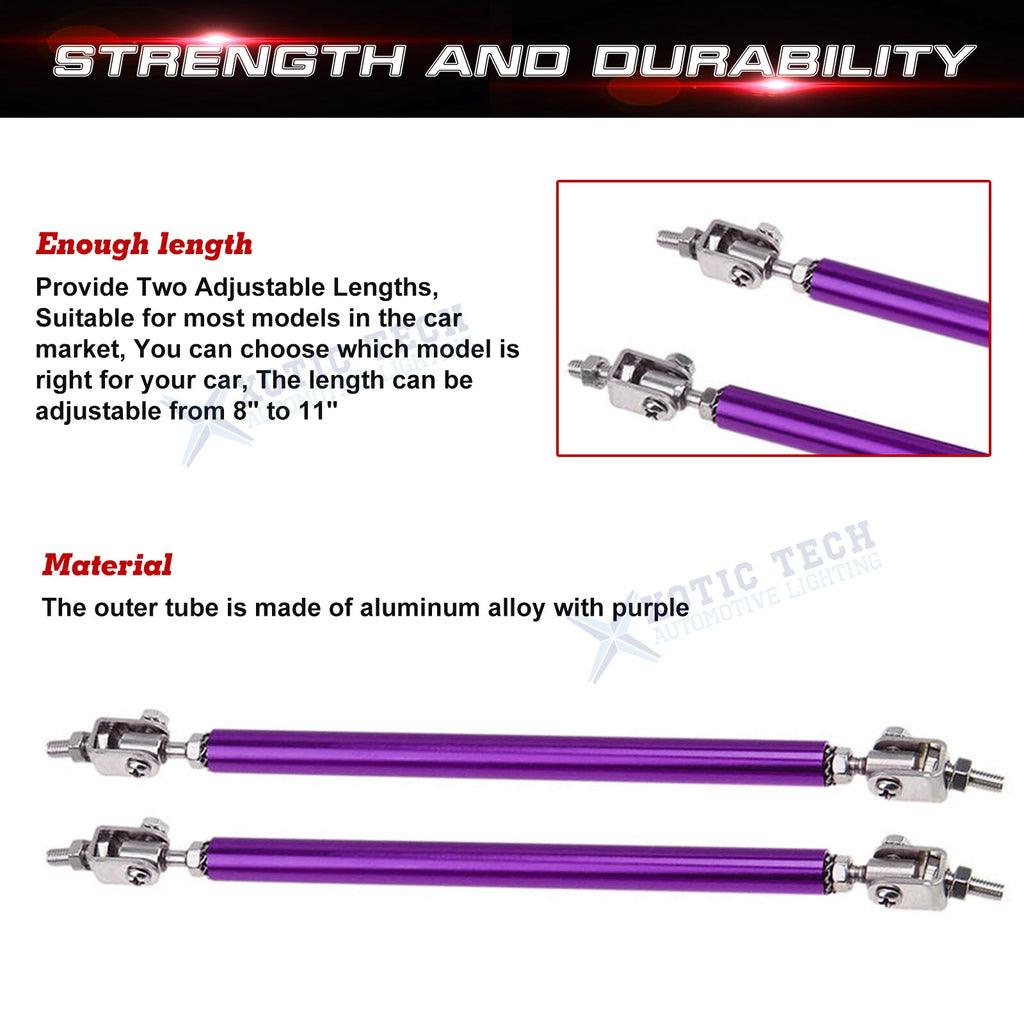 Purple Front Bumper Diffuser Strut Rod Support Adjust 8-11 for Honda (2019-2022)