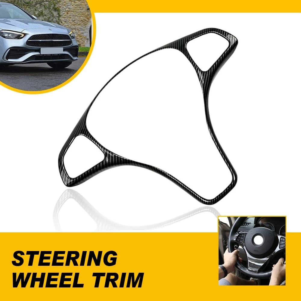 Carbon Fiber Steering Wheel Control Cover Trim for Benz C E GLC GLA CLA (2015–2023)