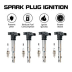 Set of 4 Ignition Coils + Spark Plugs for VW CC Tiguan Beetle GTI Passat Jetta (2005–2017)