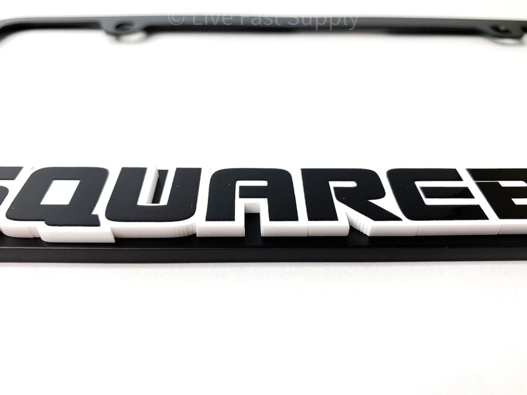 Matte Black License Plate Frame w White Outline for Chevrolet SQUAREBODY (1973–1987)