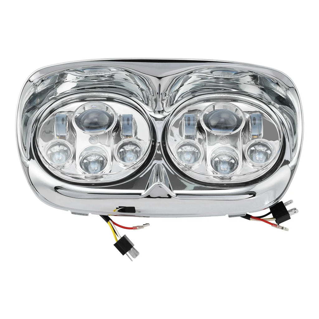 Chrome 5 3/4" Dual Headlight Lamp for Harley Road Glide (1998-2013)