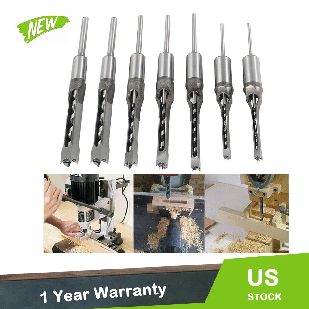 7 Pcs Mortise Drill Bit Set for Woodworking (High Speed Steel)