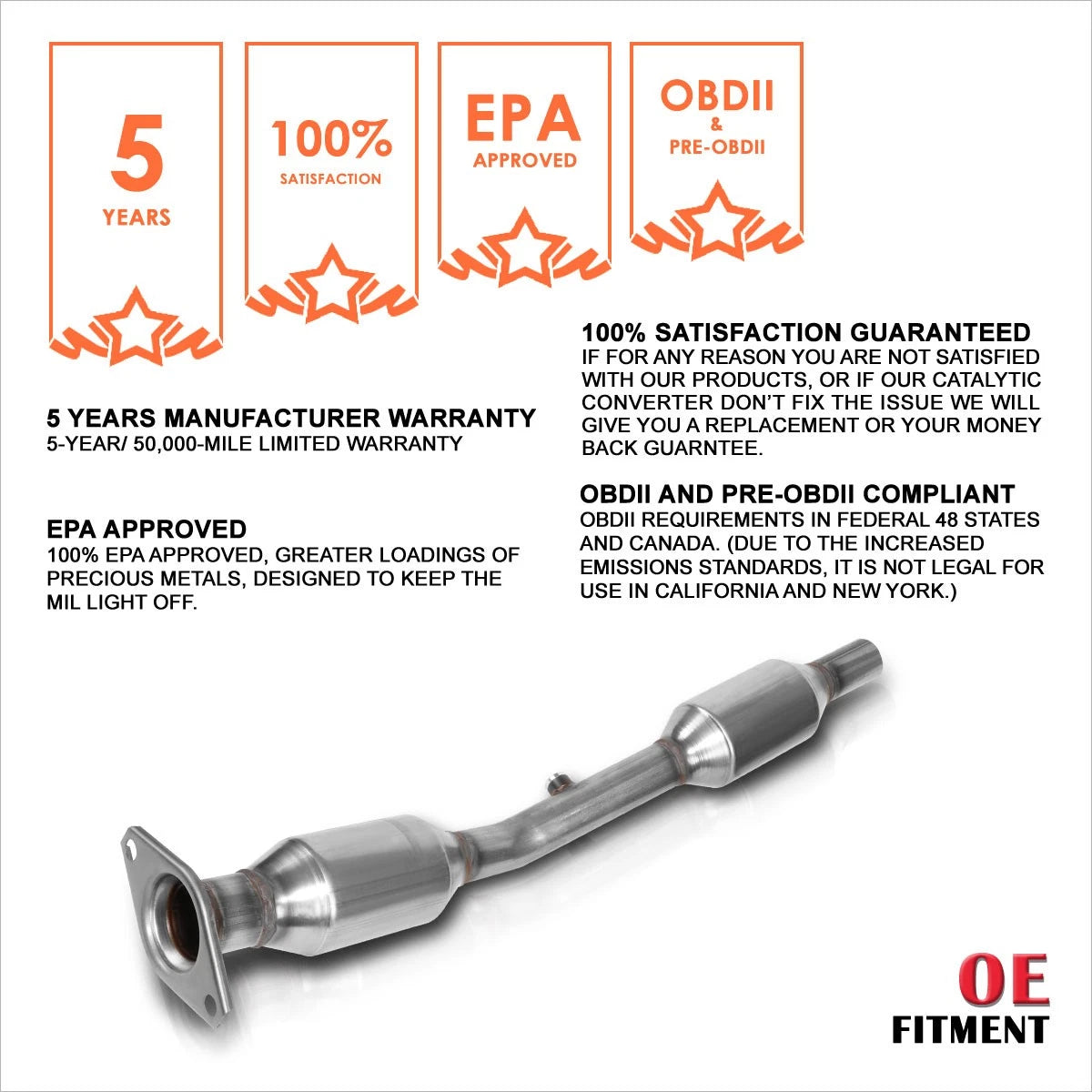 Bolt-On Center Exhaust Catalytic Converter Bend Pipe for Toyota Prius (2004–2009)