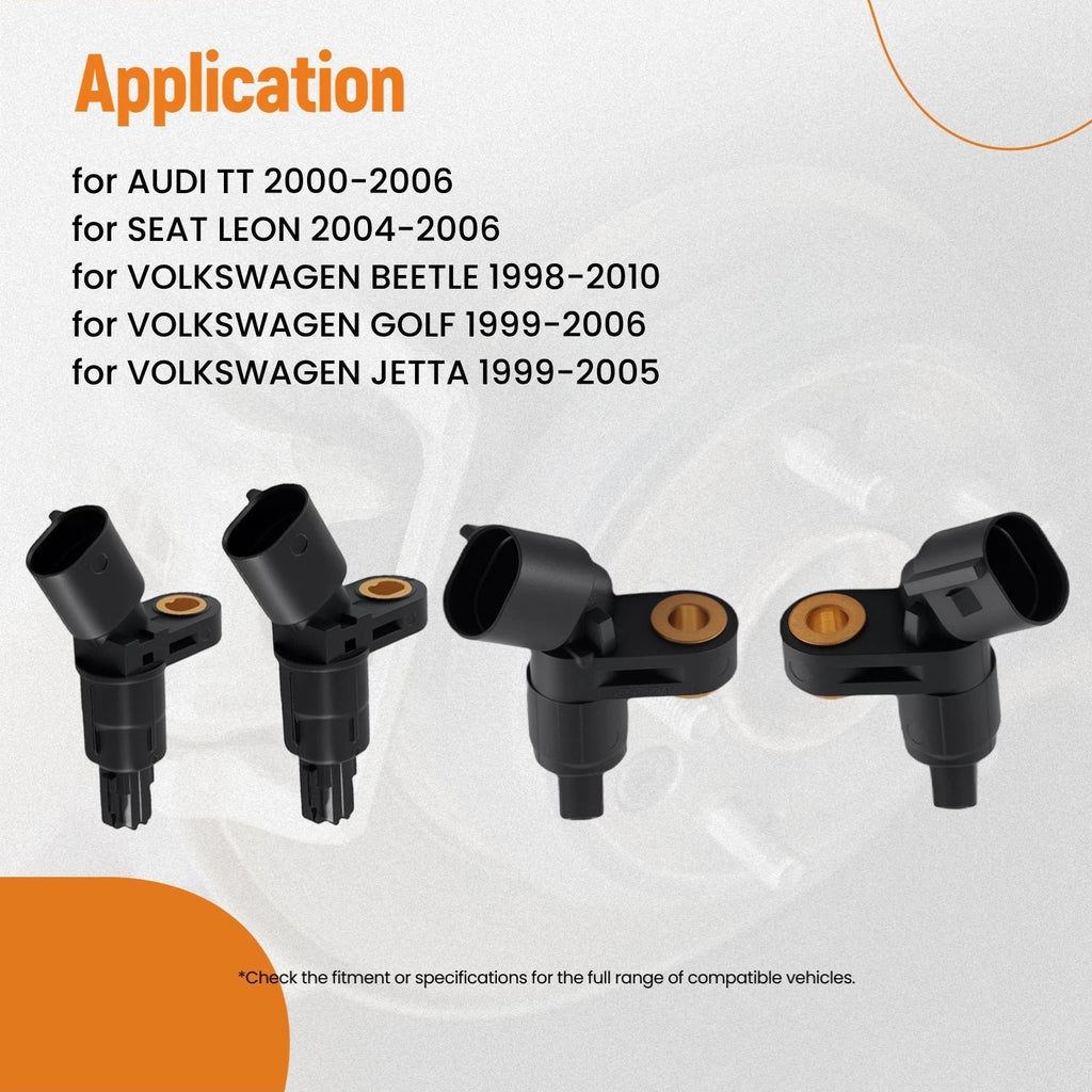 Set of 4 ABS Wheel Speed Sensors for VW Golf, Beetle, Jetta, Audi TT (2000–2019)