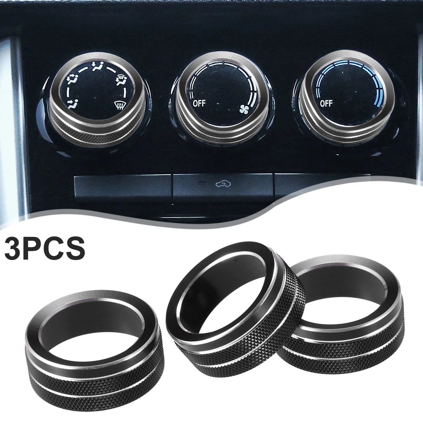 3X AC Air Conditioner Switch Knob Cover for Honda Vezel (2022–2023) Black
