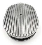 Air Cleaner Assembly Fully Polished Oval Aluminum Finned for Holley Carb (5-1/8")