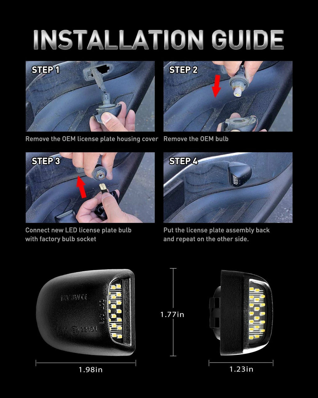 LED Rear License Plate Light for Chevrolet Silverado GMC Sierra 1500 2500 (1999–2014)