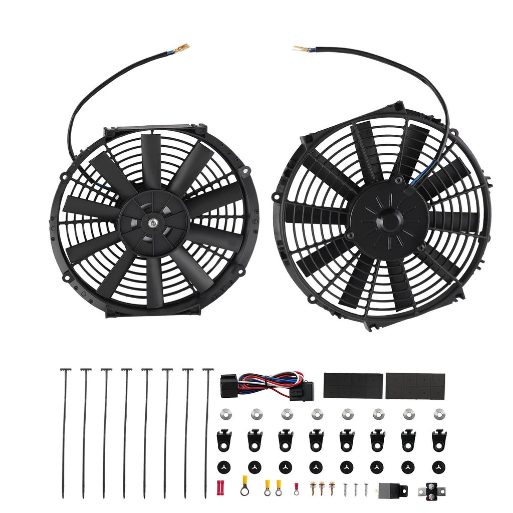 2X 12" Electric Radiator Cooling Fan 12V 80W for Universal Fit