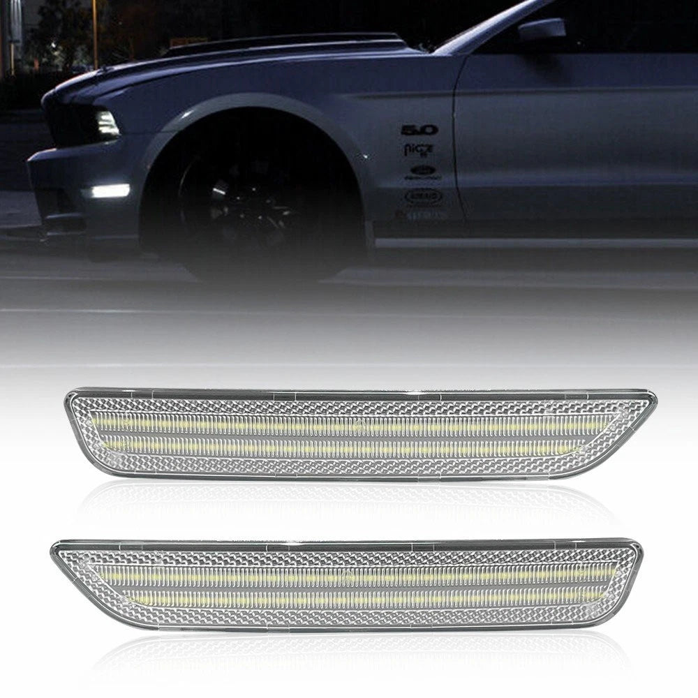 LED Side Marker Lights for 2010-2014 Ford Mustang (Clear Lens)