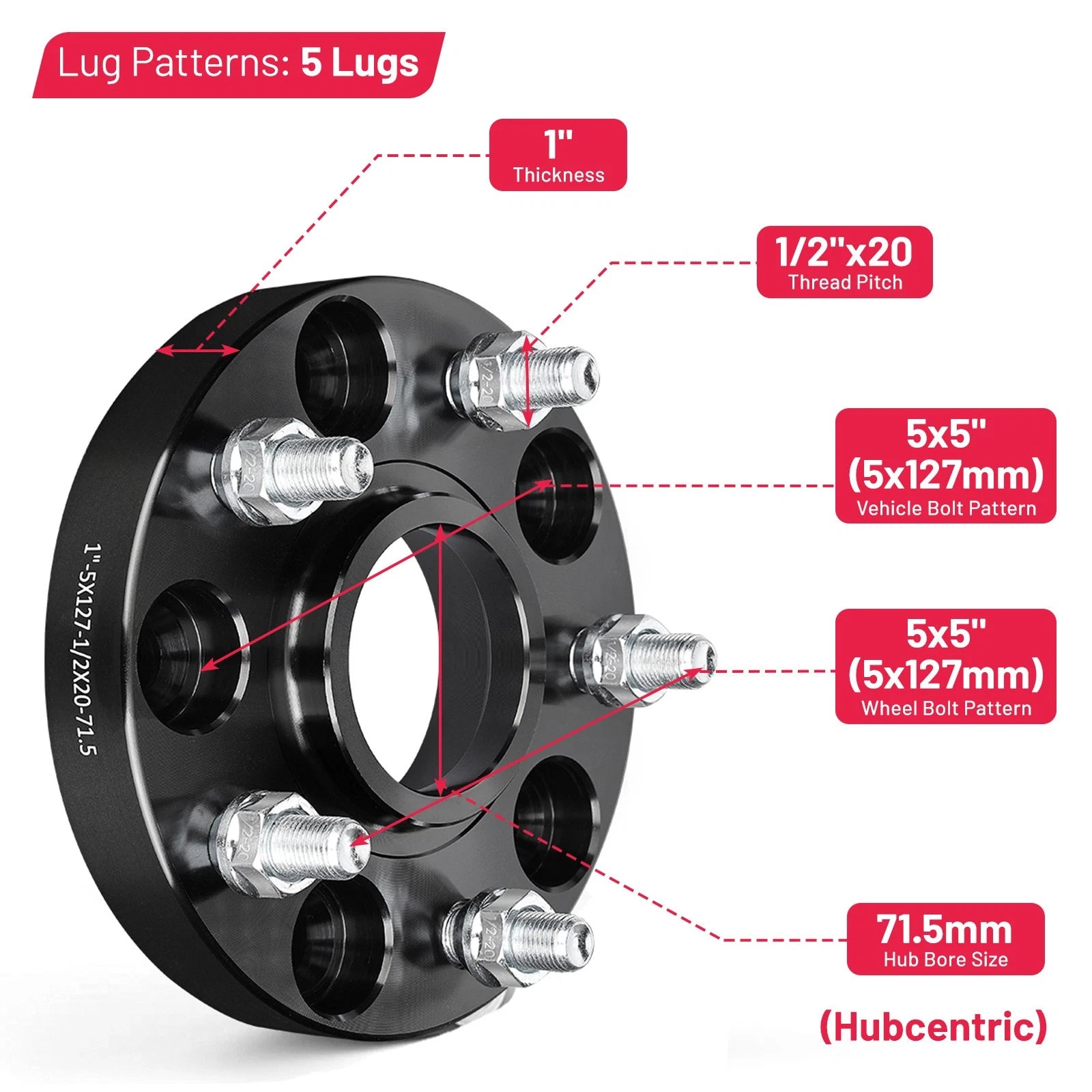 Set of 4 Hubcentric Wheel Spacers 1" for Jeep JK (2007-2018)