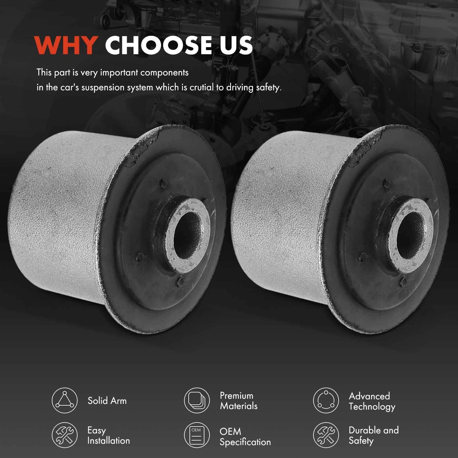 2X Front Upper Control Arm Bushing for Jeep Grand Cherokee (2005-2010)
