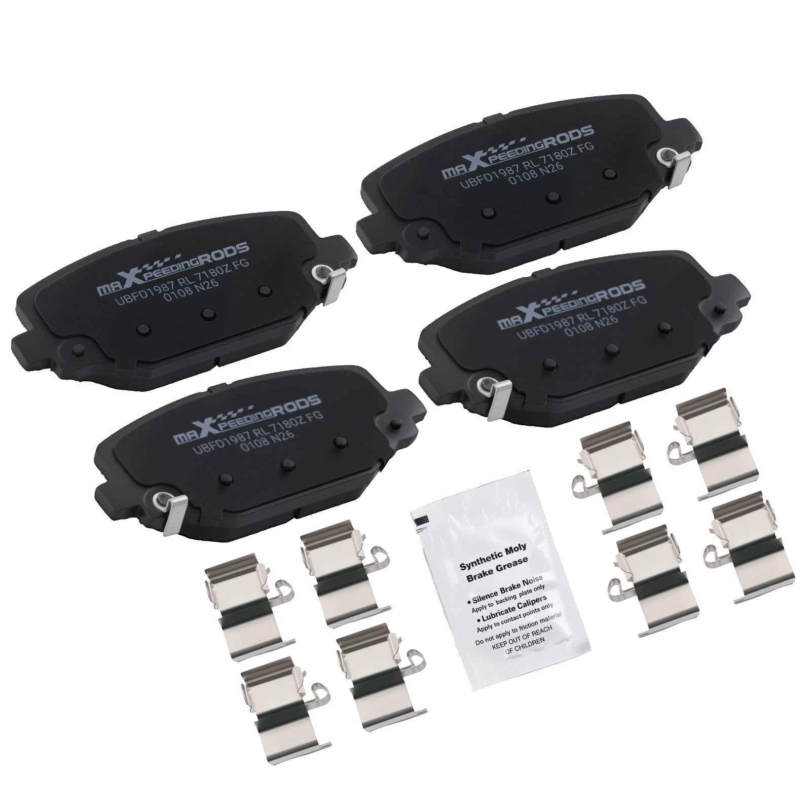 Set of 4 Rear Ceramic Brake Pads for Ram C/V, Chrysler Town & Country (2012–2015)