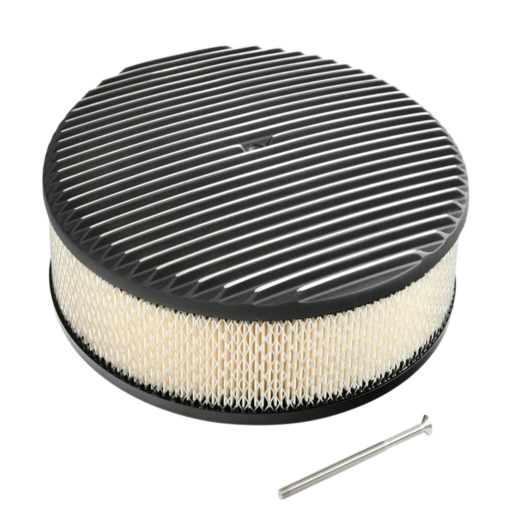 14" Oval Finned Aluminum Air Cleaner Set for Chevy Ford Mopar