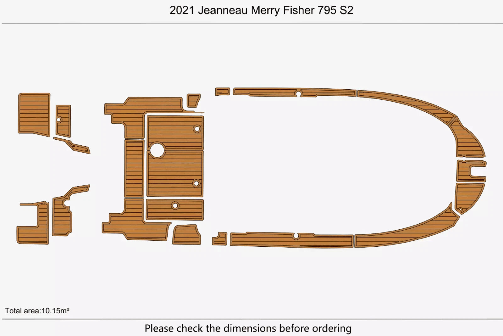 EVA Pads for Jeanneau Merry Fisher 795 S2 (2021) - Teak Deck Floor