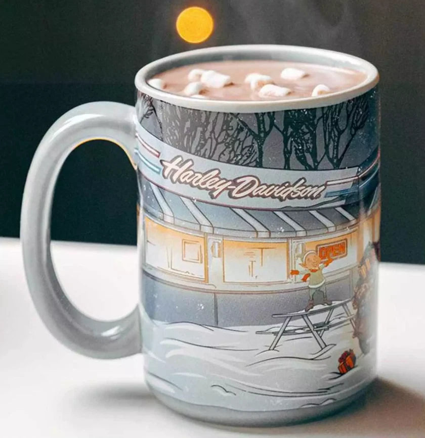 Ceramic Mug for Harley-Davidson Biker Santa Scene (2024) 15 Oz