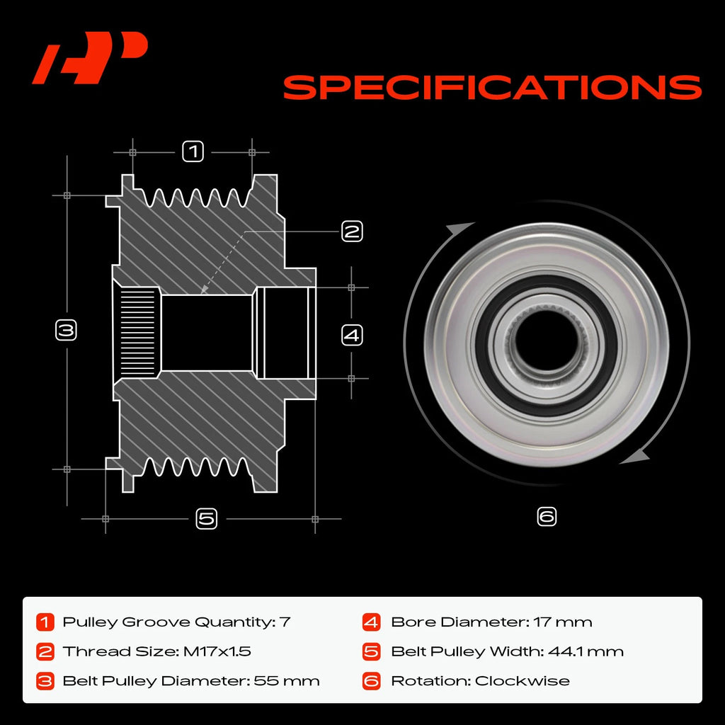Alternator Clutch Pulley for Subaru Legacy IV, Impreza III (2003–2009)