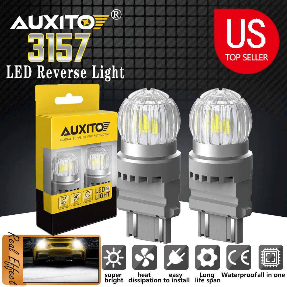 2X LED 3157 Reverse Backup Light Bulbs for Vehicles (6000K)