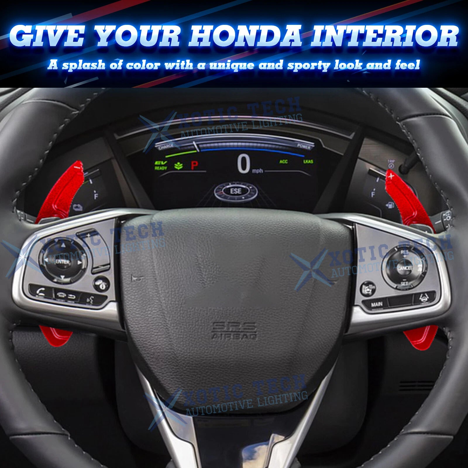 Red Aluminum Steering Wheel Paddle Shifter Extension for Acura (2015-2021)