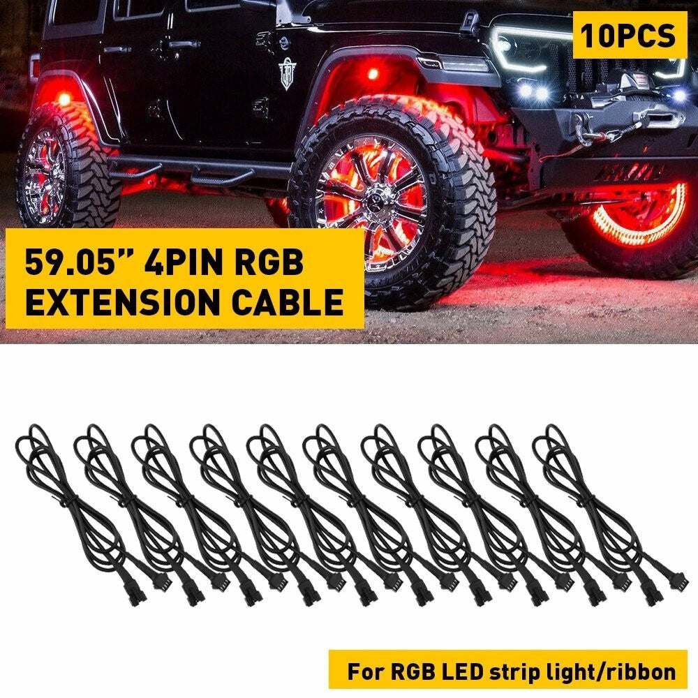 10PC 4Pin Extension Wire Connector for RGB LED Strip Rock Lights