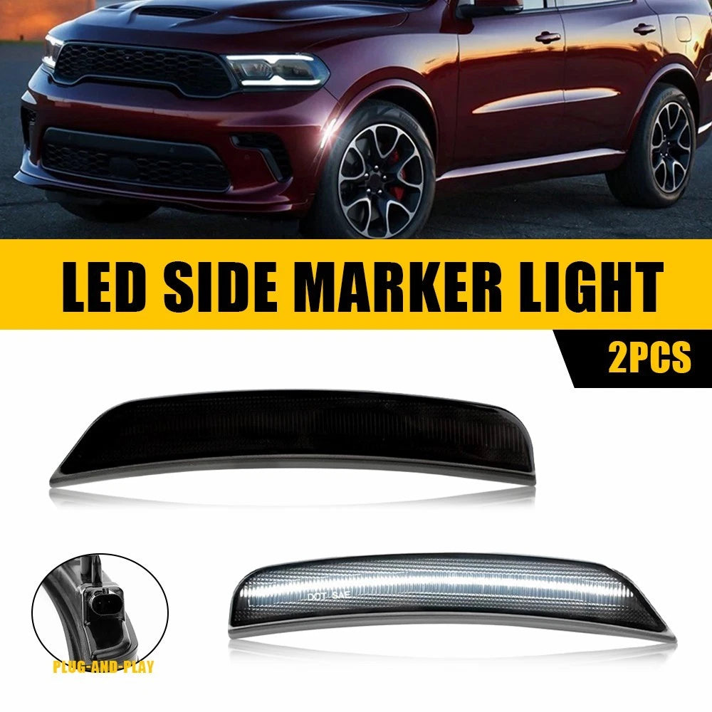 2X Smoked White LED Front Bumper Side Marker Lights for Dodge Durango (2021â2024)