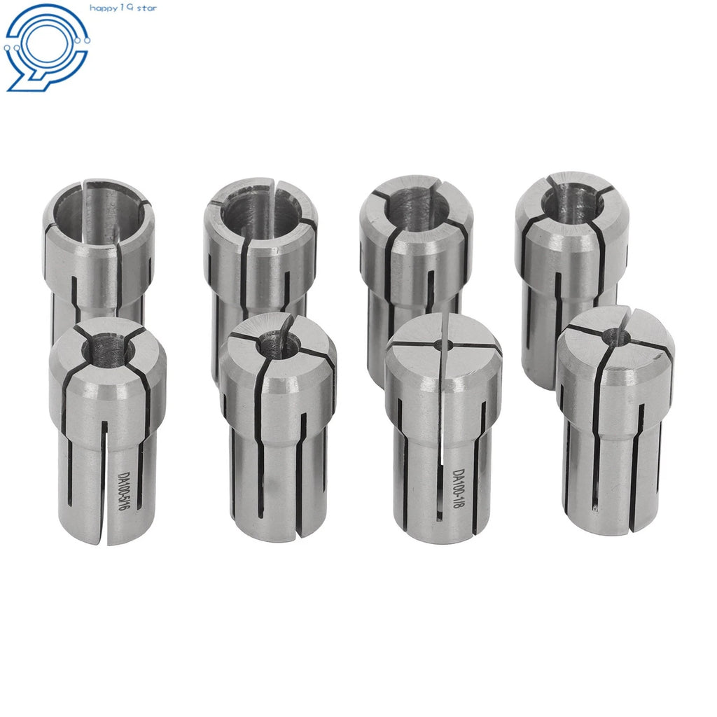 Set of 8 Double Angle Collets for CNC Mill Lathe (1/8 to 9/16 Inch)