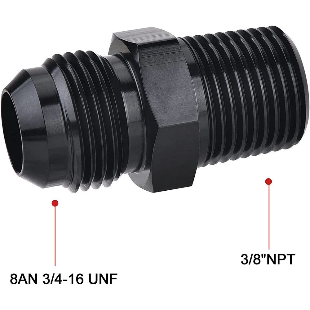 2X 8AN Male Flare to 3/8" Fitting Adapter Aluminum