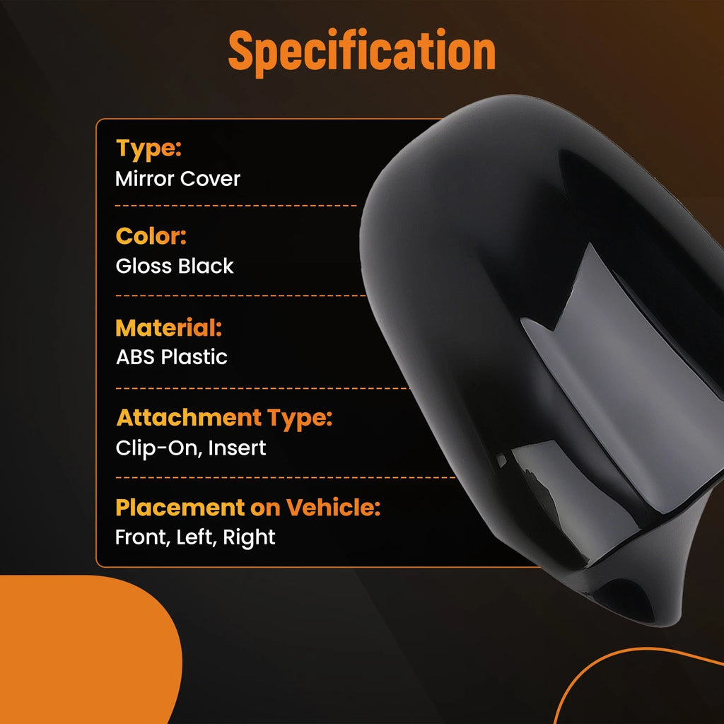 Set of 2 Side Mirror Cover Caps for BMW E92 E93 E81 E82 (2010-2013) Black