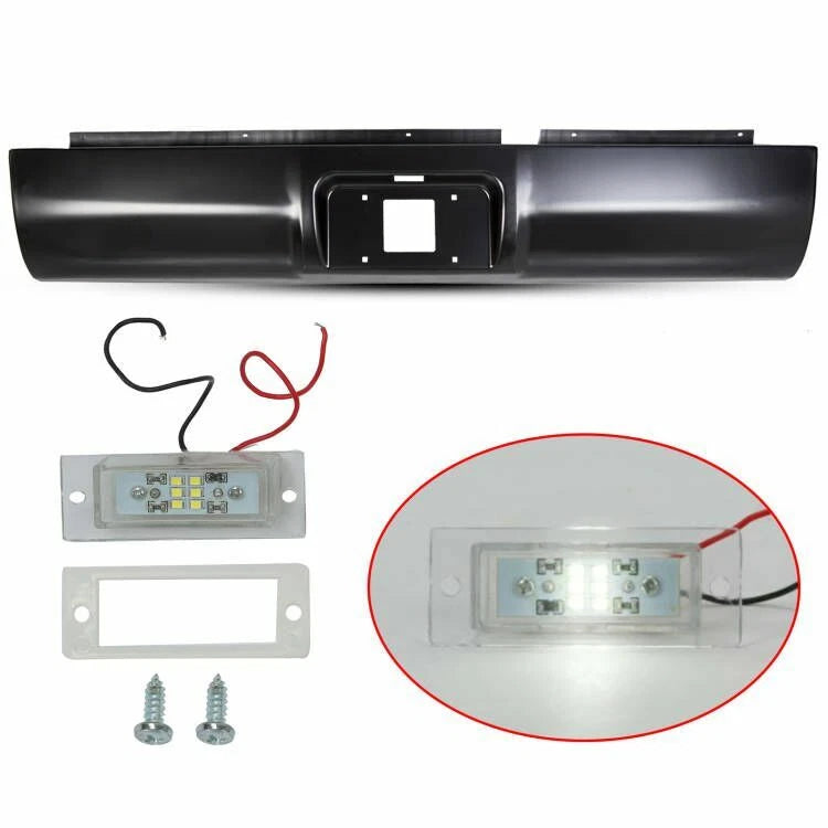 Black Rear Bumper Roll Pan with LED Light for Dodge Ram 1500 2500 3500 (1994–2001)
