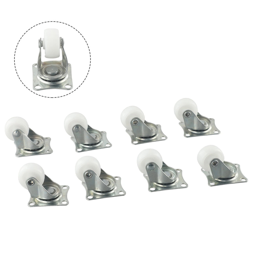 8X 1 Inch Caster Trolley Swivel Casters with Rubber Ball Bearing Wheels