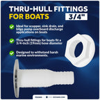 Thru-Hulls for Hose 3/4 inches - White Nylon/Stainless Steel FO2558
