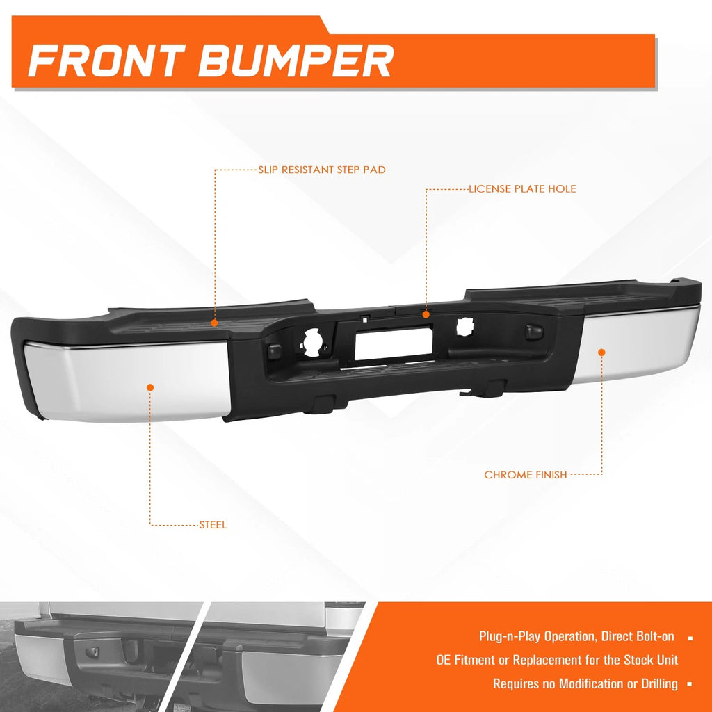 Rear Bumper for Silverado Sierra 2500/3500HD (2011–2014) w/o Sensor Hole, License Lamps