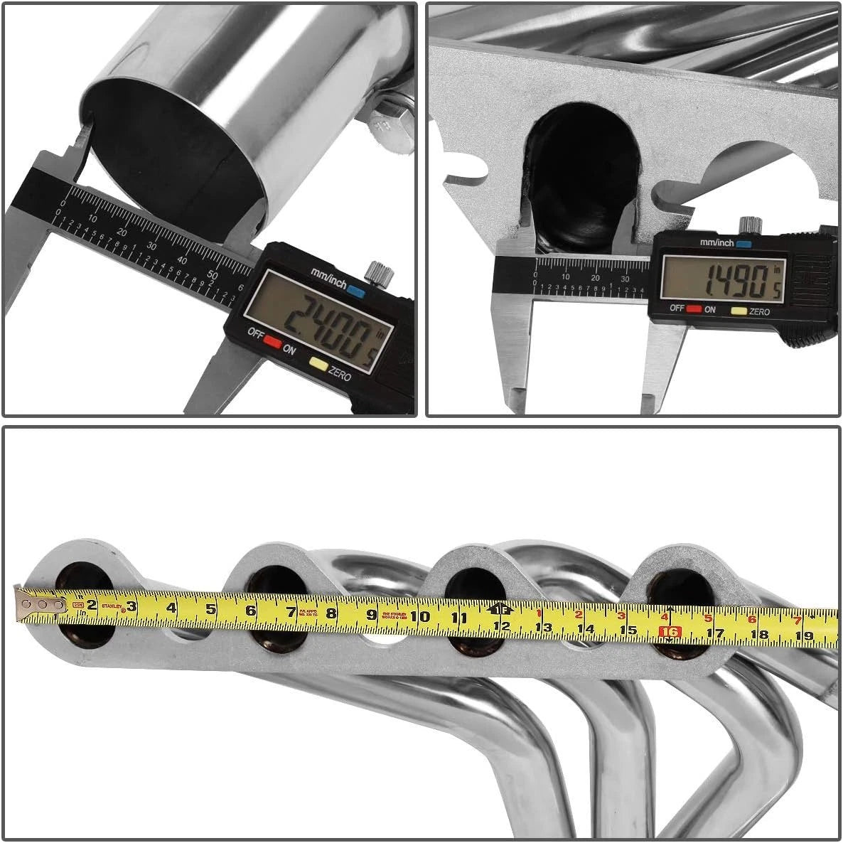 Pair Stainless Steel Exhaust Headers for Ford F250 F350 (1983–1987)