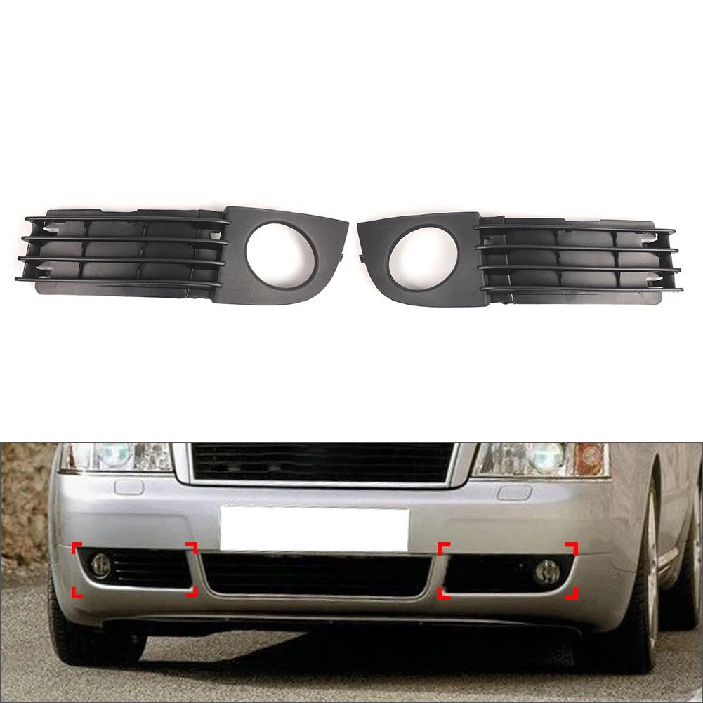 2X Front Lower Fog Light Lamp Cover Bumper Grille for Audi A6 C5 (2002–2005)