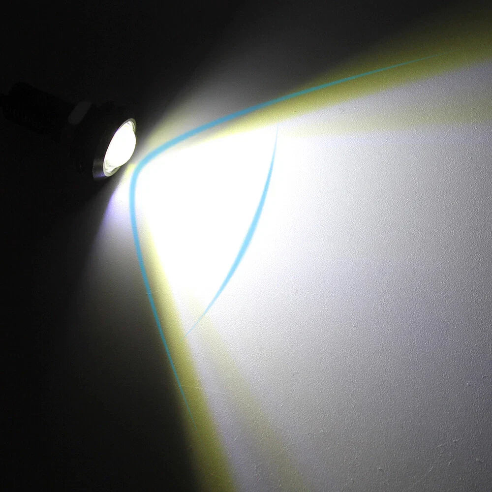 2pcs White Motorcycle Eagle Eye Lights Strobe Backup Lamps Mirror Mount