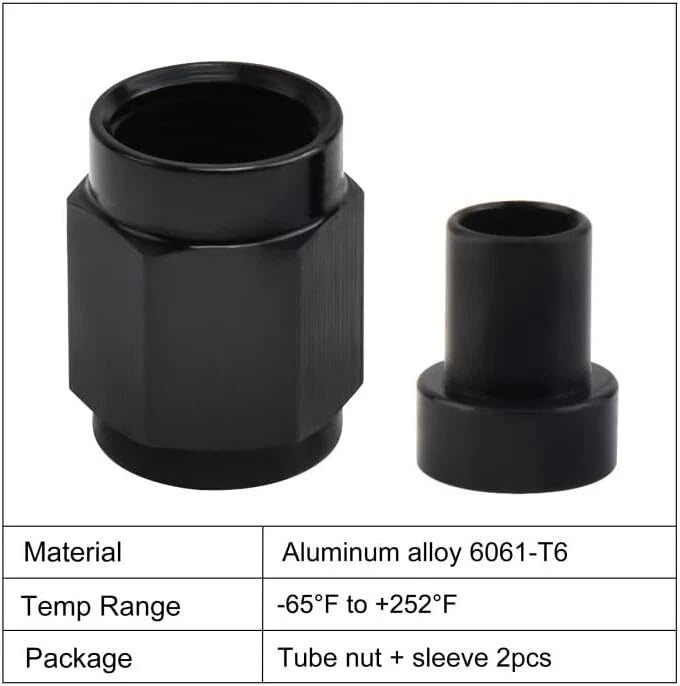 10AN Female Hardline Tube Nut & Sleeve Fitting for 5/8" OD Aluminum Tubing