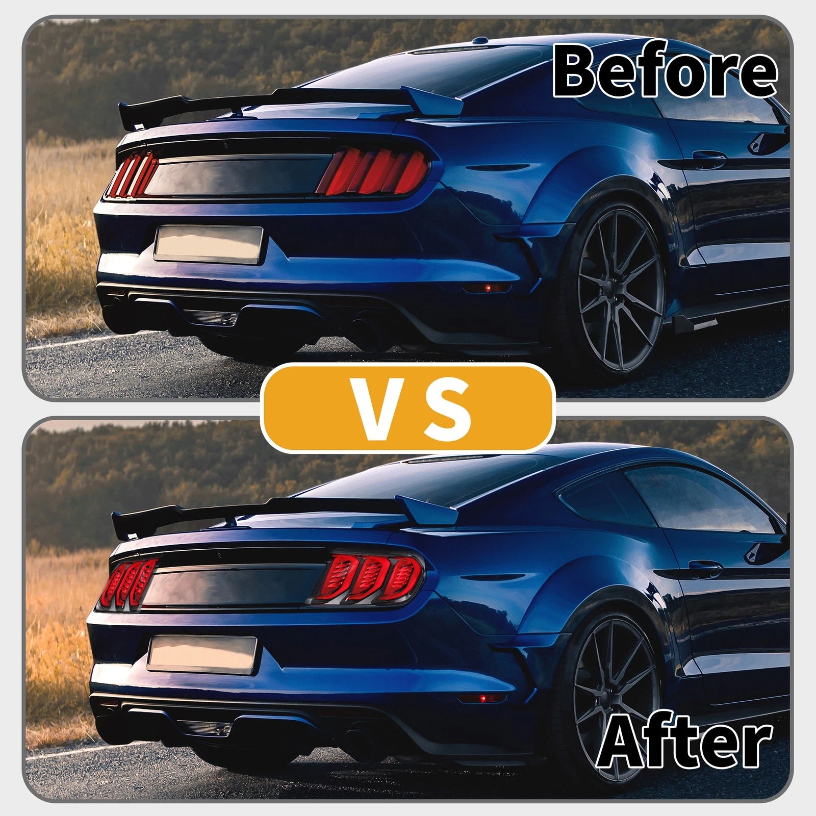 1 Pair OLED Tail Lights Assembly for Ford Mustang (2015–2016) Black