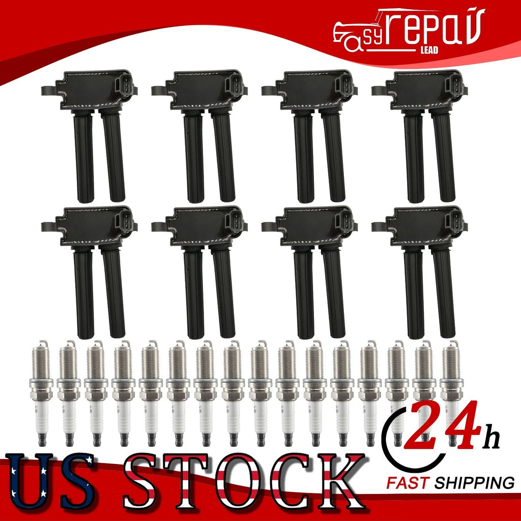 8 Ignition Coils + 16 Iridium Spark Plugs for Dodge Jeep Chrysler 300 Ram (2009–2019)