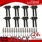 8 Ignition Coils + 16 Iridium Spark Plugs for Dodge Jeep Chrysler 300 Ram (2009–2019)