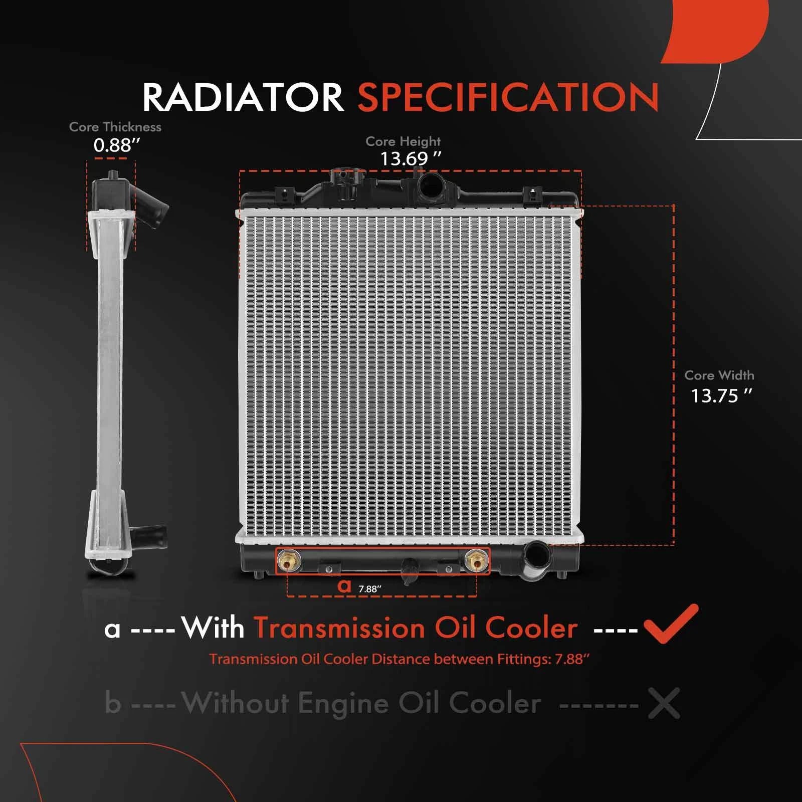 Radiator with Trans Oil Cooler for Acura EL Honda Civic (1992–2000)