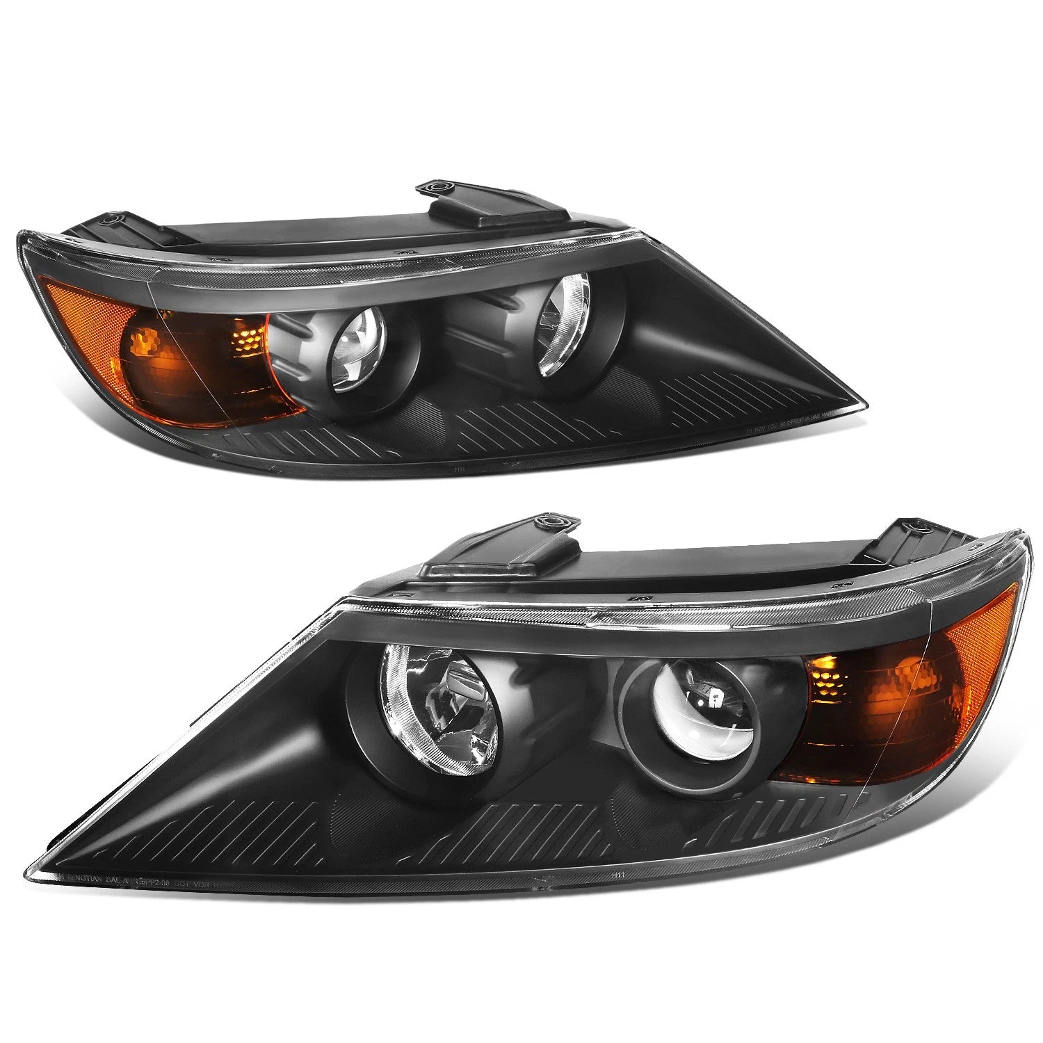Set of 2 Projector Headlights for Kia Sorento (2011–2013) - Black Housing