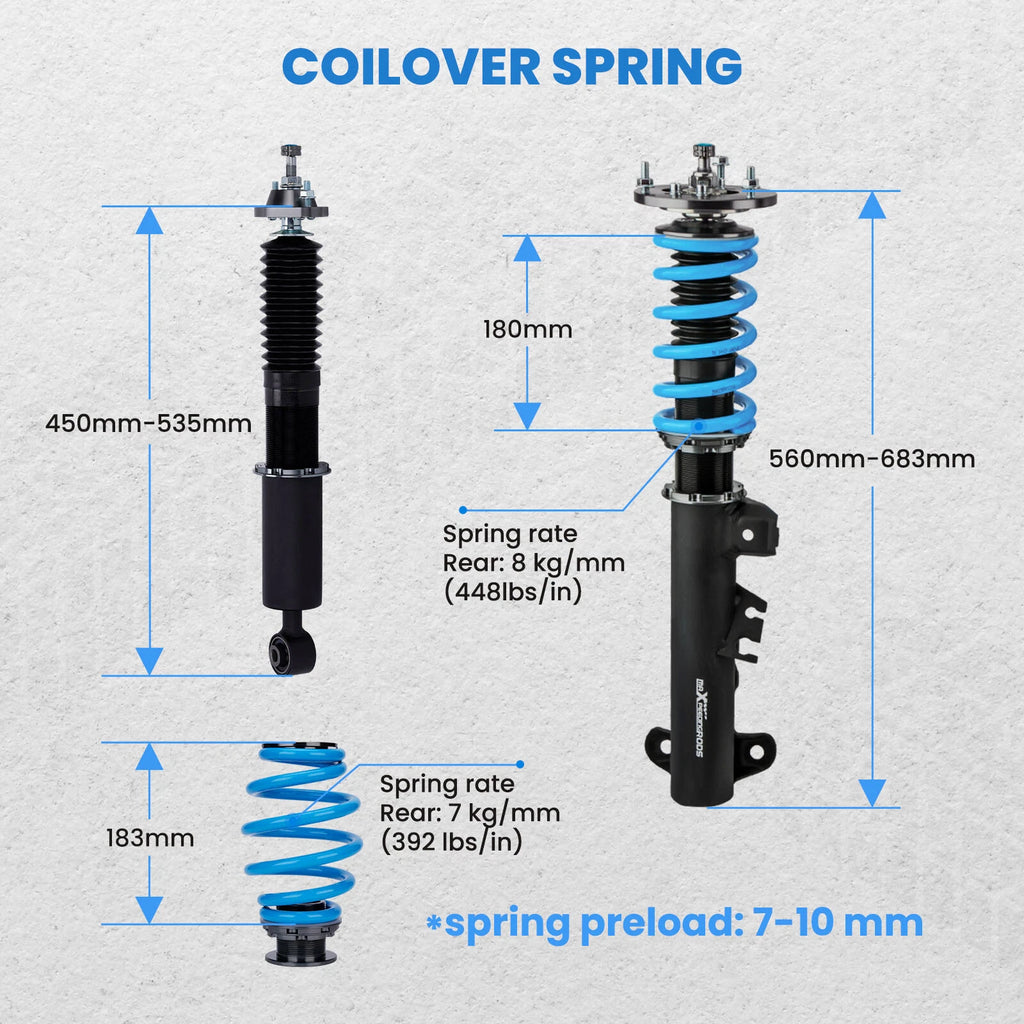 Coilovers 24 Click Damper Shocks Kit for BMW 3 Series (1992–1999)
