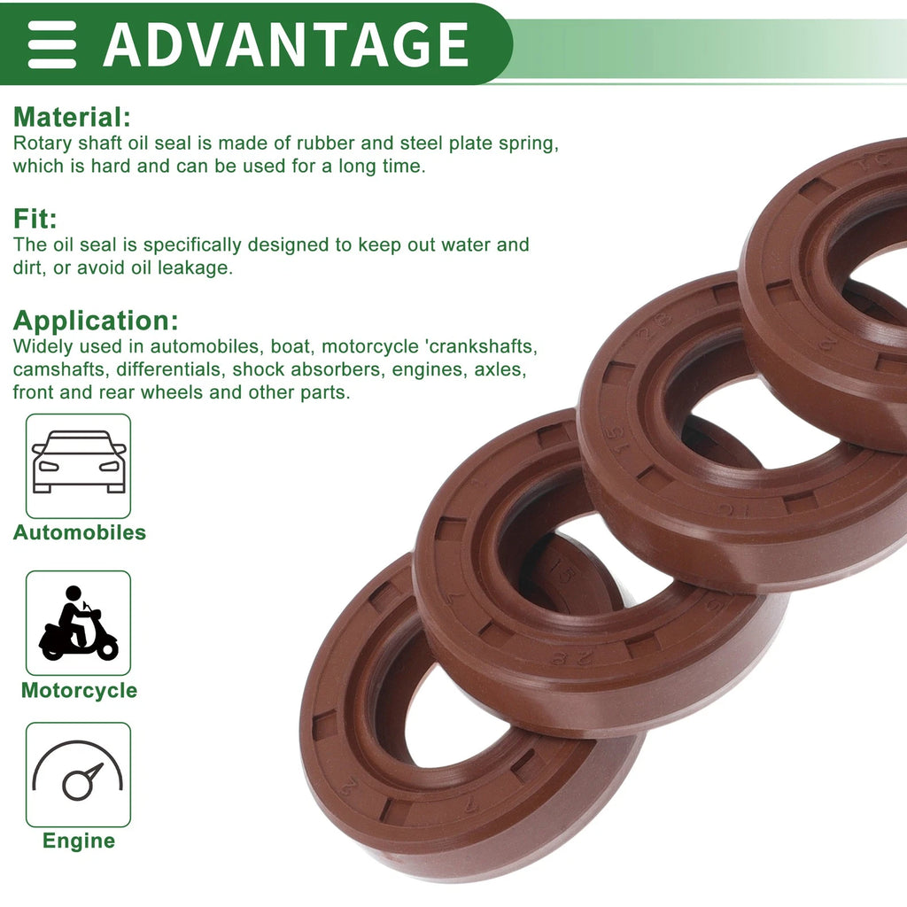 Set of 5 Oil Seal Rotary Shaft Seal FKM Rubber 15x28x7mm