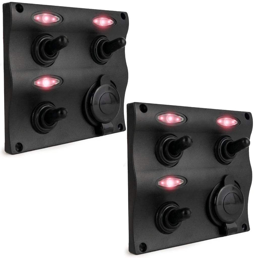 2X Toggle Switch Panel with Power Socket for Universal Applications