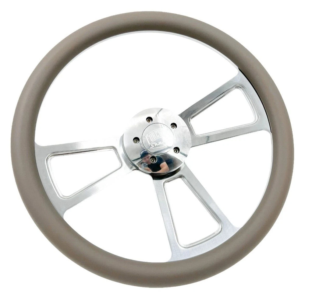 Polished 5 Hole Steering Wheel 18 Inch Gray for Peterbilt Kenworth Freightliner (1998–2024)