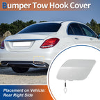 Rear Car Bumper Tow Hook Cover for Mercedes-Benz (A2058850224) Silver Tone