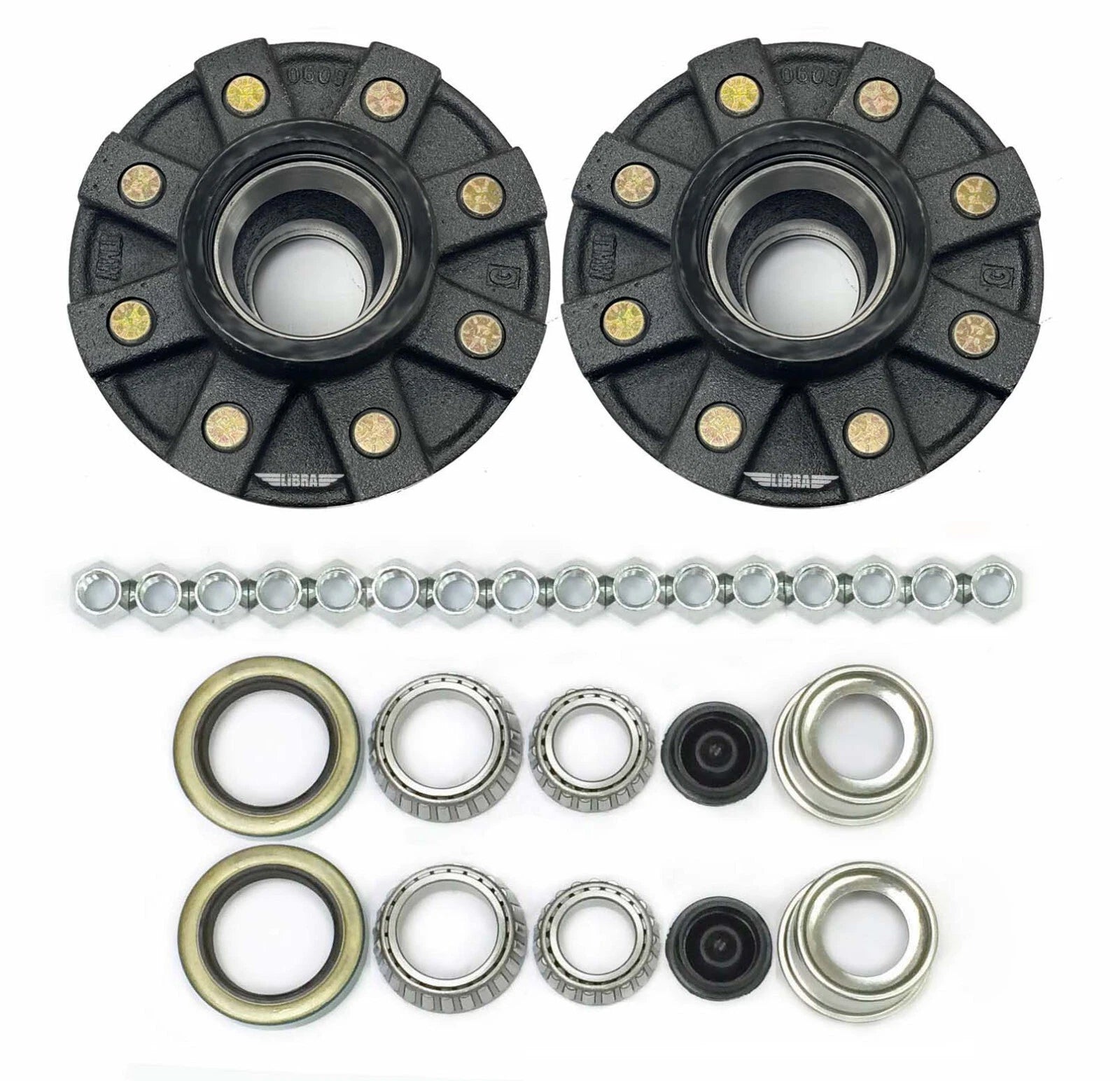 Set of 2 Libra 8 Lug Trailer Idler Hub Kits 8 on 6.5 for 7000 lbs Axle-22020